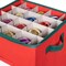 Christmas Ornament Storage Box Christmas Decor Storage Containers that Store up to 64 – 3” x 3” Holiday Xmas Ornaments – Adjustable Compartment To Fit Many Sizes Ornaments – Red